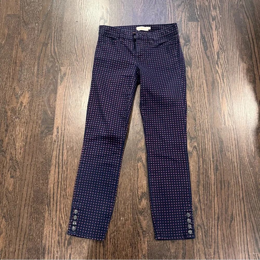 Tory Burch Navy Daisy Dot Emmy Floral Patterned Pants